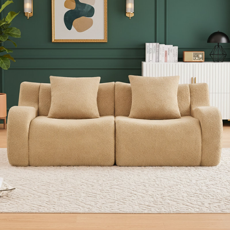 Canapé modulaire 82,7 po en tissu Teddy, Chameau