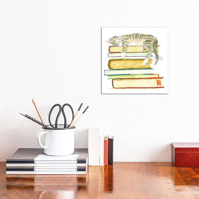 «Sleeping Tabby Kitten» par Alexey Dmitetchich Shmyrov - peinture sur toile tendue, H 12 po x l 12 po x P 0,75 po