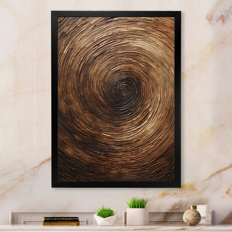 Impression sur toile «Brown Calm Current Spiral I - Abstract Spirals», Cadre photo noir, H 32 po x l 16 po x P 1 po