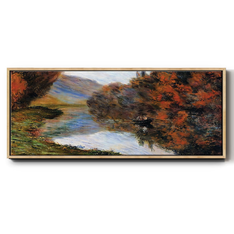 Chaloupe sur la seine à Jeufosse, 1884, H 12 po x l 30 po x P 1,5 po, Toile avec cadre naturel