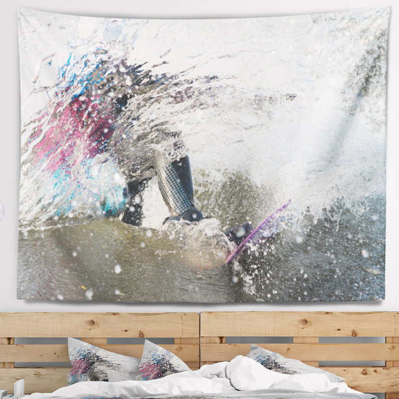 Mec sur une tapisserie de wakeboard Landscape, H 78 po x l 92 po