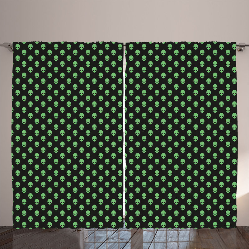 Rustic curtain, Mars design, fern green and black