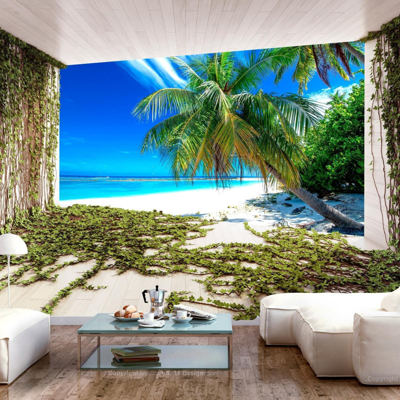 Alamanno Alamanno Landscape Beach andIvy Wall Mural, 82" L x 118" W