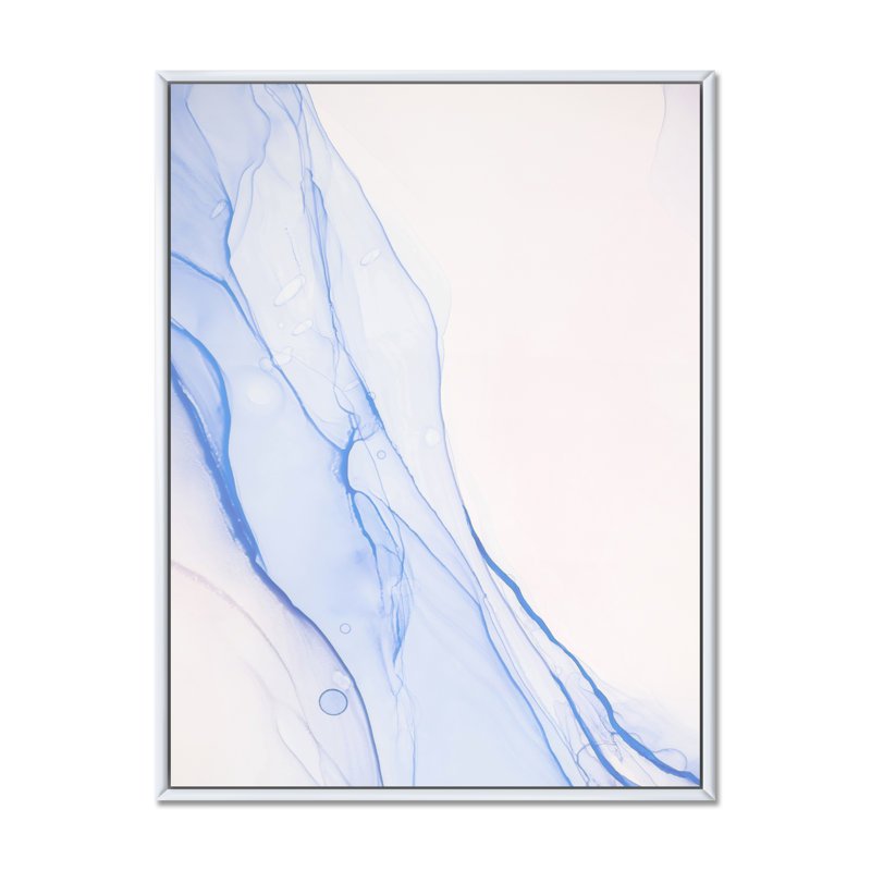«Blue Marble Waves», reproduction d'art sur toile moderne, H 36 po x l 24 po x P 1 po, Toile à cadre flottant blanc