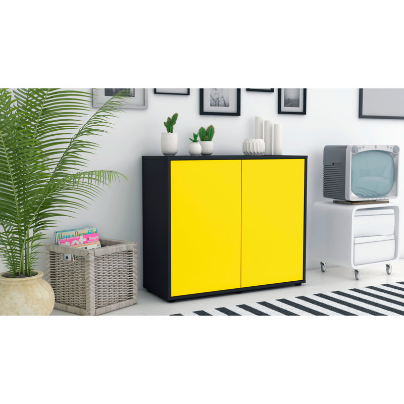 Quintara 92cm Sideboard, Charcoal/Yellow