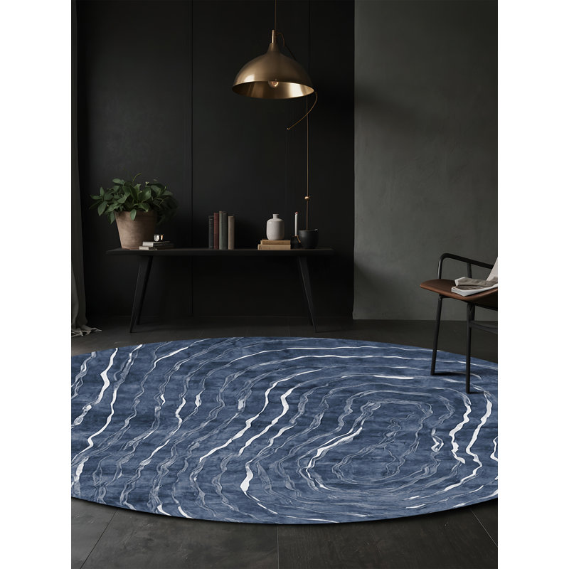 Machine Washable Gray Area Rug, Round 3'