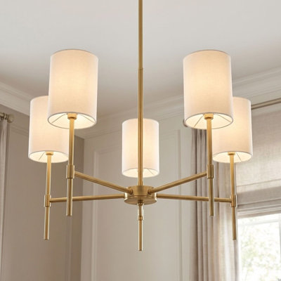 Lustre classique à 5 lumières en laiton naturel Millie