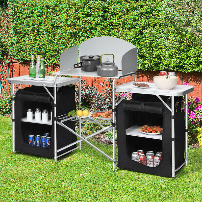 Table de camping pliante avec rangement
