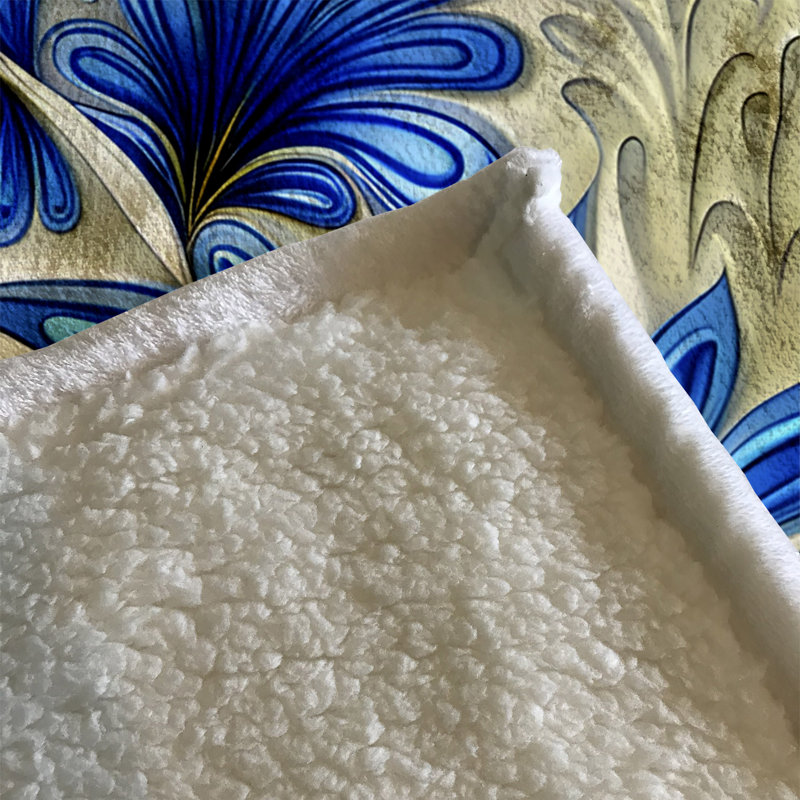 Throw Blanket, 68" W x 80" L, Floral/Abstract, Yellow/Blue