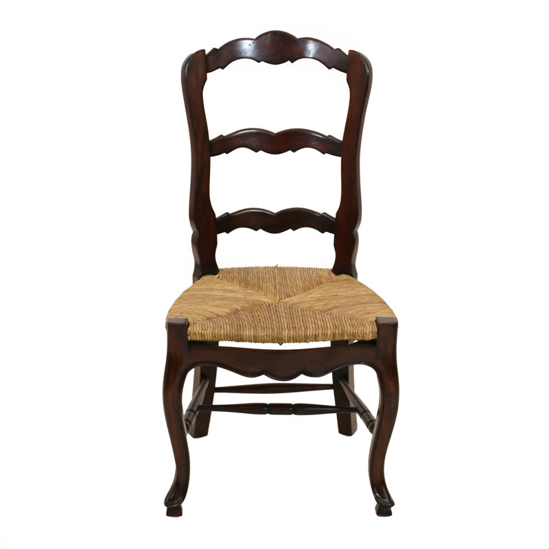 French Country Solid Wood Dining Chair, Walnut Brown