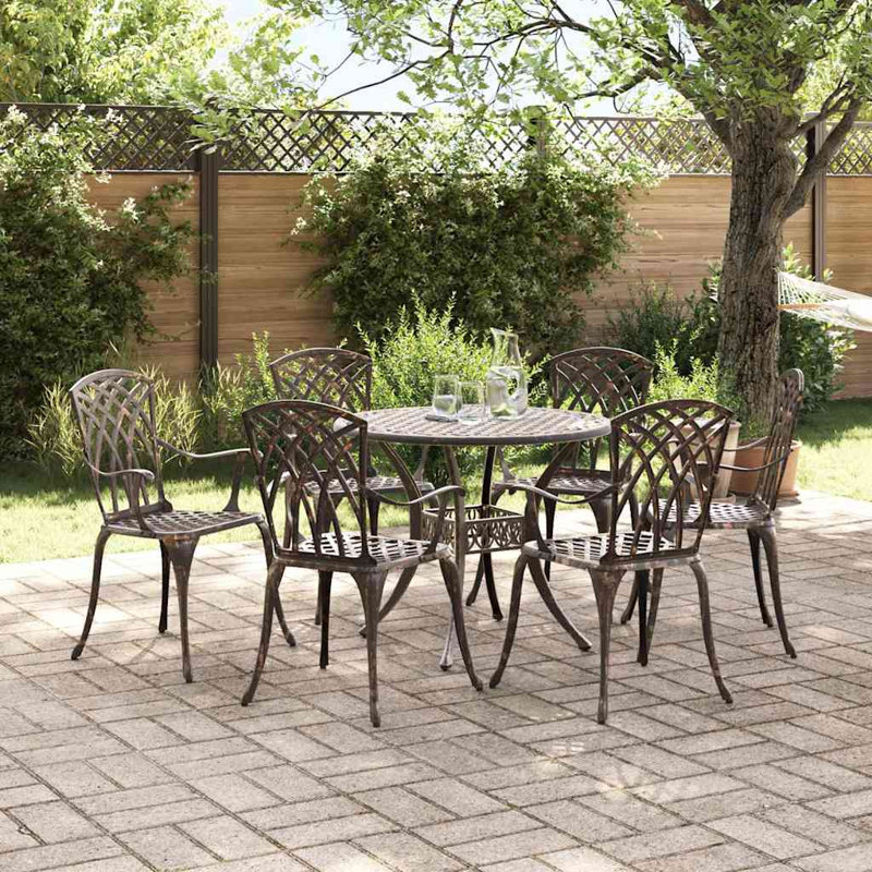 6 - Person Patio Dining Set Square Table, Bronze