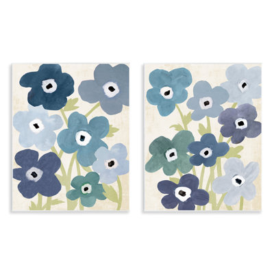 Mod Blue Blooms Arrangements 2 Piece Wall Plaque Art Set, design by Susan Arnot