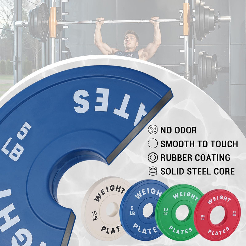 Ensemble de plaques de poids fractionné - Acier recouvert de caoutchouc de 2 pouces, paires de 1,25 lb à 37,5 lb pour l'haltérophile et la forme physique
