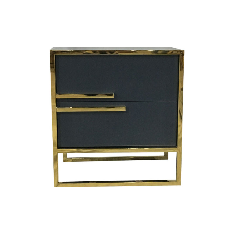 Alwaleed 58cm W Stainless Steel Bedside Table, Right Orientation, Dark Grey