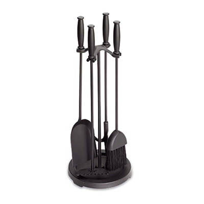Steel Barrel Fireplace Tool Set, Brass