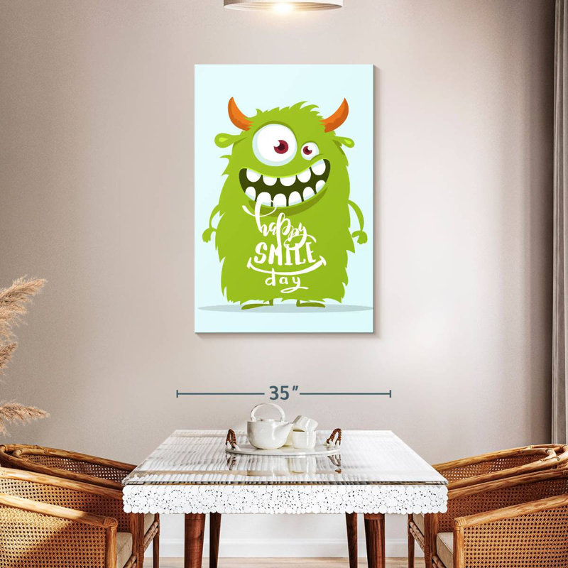 Green Happy Monster, 45" H x 30" W