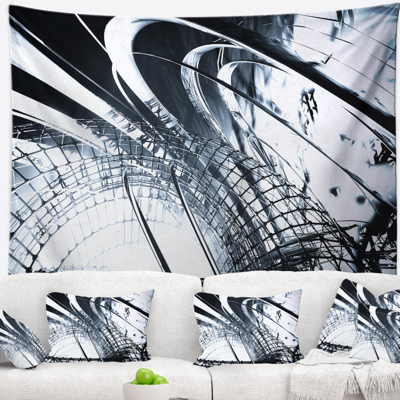 Tapisserie structurelle noire à art abstrait 3D, H 32 po x l 39 po