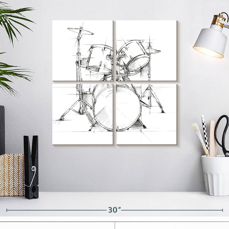Abarca Drum Sketch, 18" H x 18" W