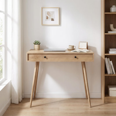 Lift‑Top Writing Desk With Concealed Storage And Adjustable Dividers, MDF‑Built Modern Study Table For Home‑Office Work And Study Needs, Natural