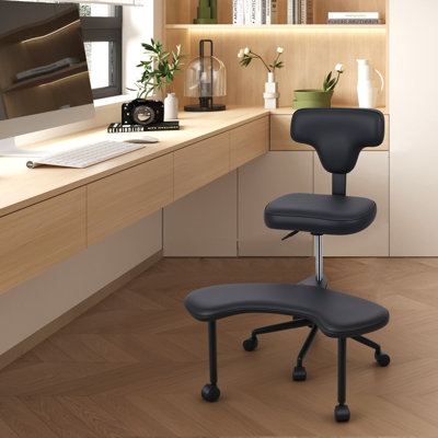 Chaise de bureau à pieds croisés, chaise de méditation de yoga pivotante à 360 °, chaise de bureau ergonomique Criss Cross ADHD à hauteur ajustable avec roulettes, soutien lombaire pour le bureau personnel