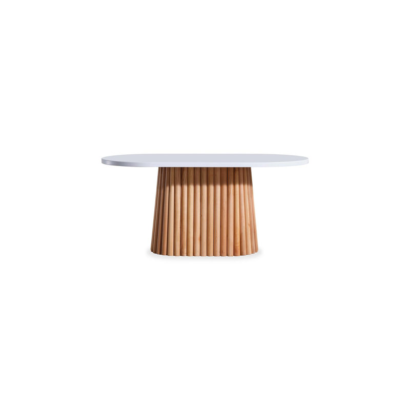 Ferro Beech Oval Dining Table, White