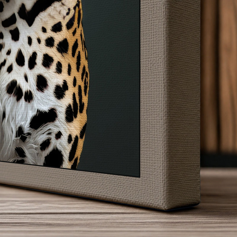 Leopard Portrait Modern - Wrapped Canvas, 30x20 - 76.2 x 50.8 cm, Taupe Border