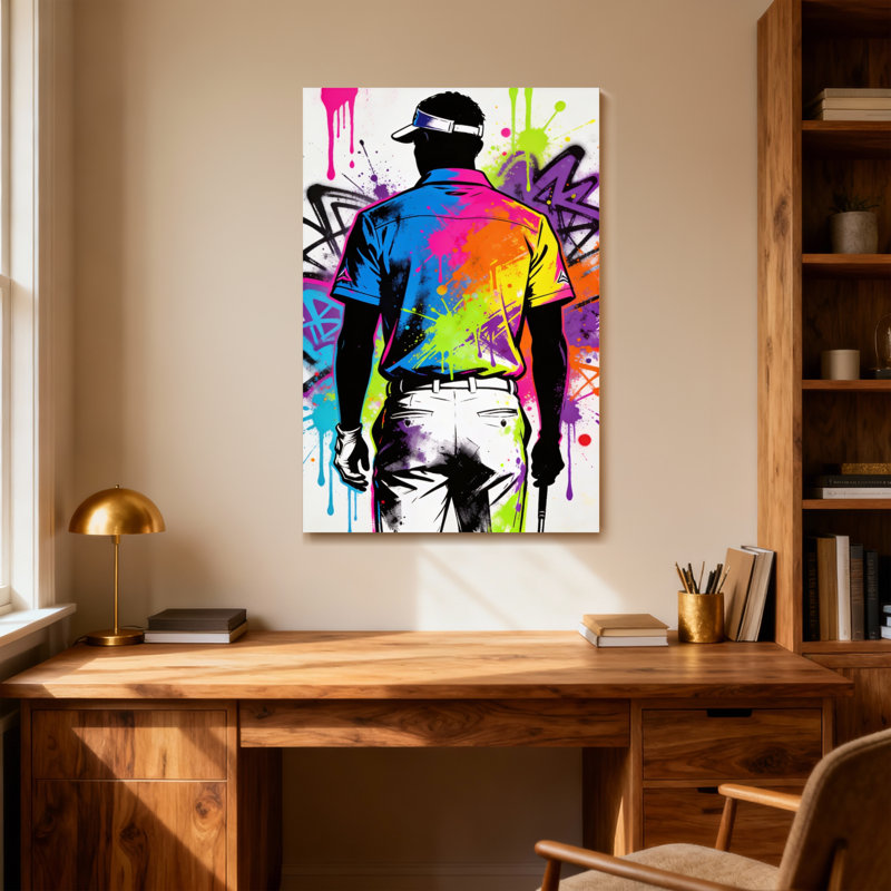 Abstrait coloré, impression de joueur de golf graffiti