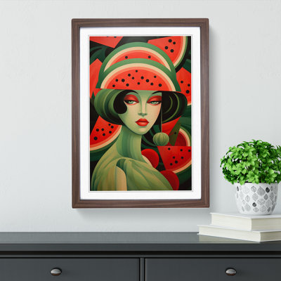 Watermelon Art Deco Art - Framed Print