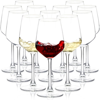 Ensemble de 12 verres à vin rouge / blanc 12 oz, verres à vin à longue tige pour la fête, le mariage et la maison