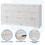 Commode 59 po à 10 tiroirs avec texture cannelée, commode moderne avec ensemble anti-basculement, meuble télé-1414341545