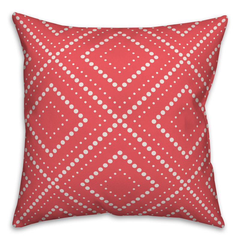  Coussin décoratif intérieur / extérieur Dots Diamonds, 18 po x 18 po, Pas de bourre, Blanc / Impérial