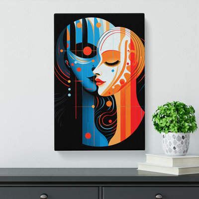 Gemini Zodiac Op - Wrapped Canvas Print