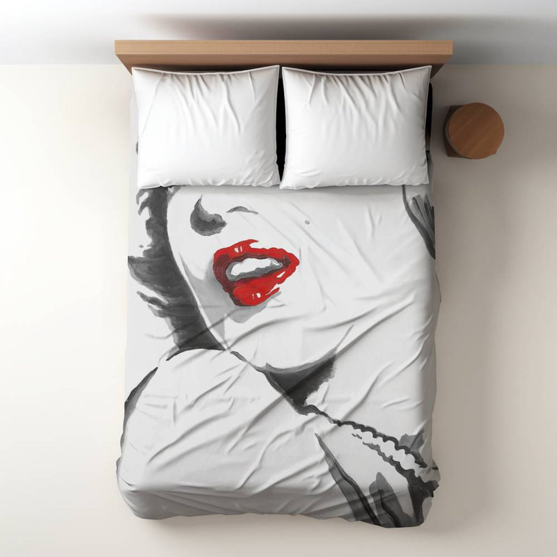 Duvet Cover Prints Polyester Sateen Duvet Cover, Gray/Red
