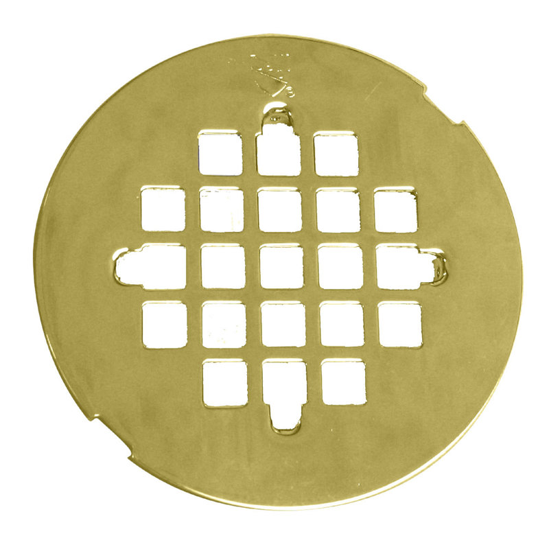 4-1/4" OD Casper Style Brass Snap-In Shower Strainer Drain Cover, Polished Brass