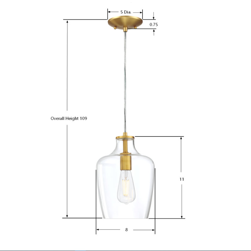 Ayric 1 - Light Single Bell Pendant, Soft Gold