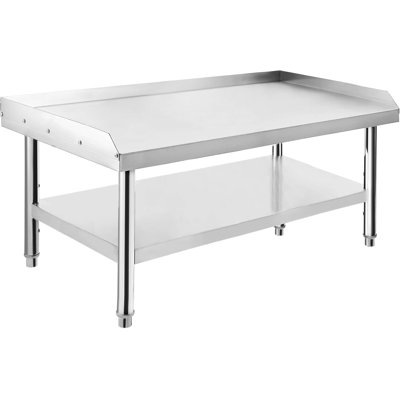 Support commercial pour barbecue, table d'équipement robuste en acier inoxydable avec capacité de 1000 lb, pieds réglables et bord de sécurité de 2 po pour le restaurant, la cuisine, l'hôtel et la maison