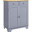Buffet gris, 2 tiroirs et porte double, tablette réglable pour un salon enchanteur, armoire de rangement avec tiroirs de cuisine, -