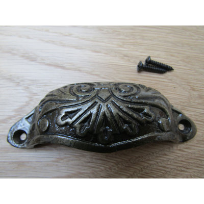 Ornate Cup Pull Handle Antique Brass