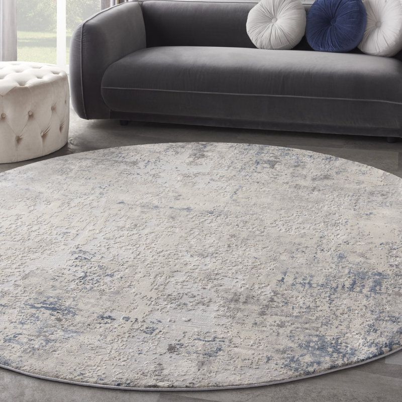 Tapis moderne ivoire, Rond 7 pi 10 po