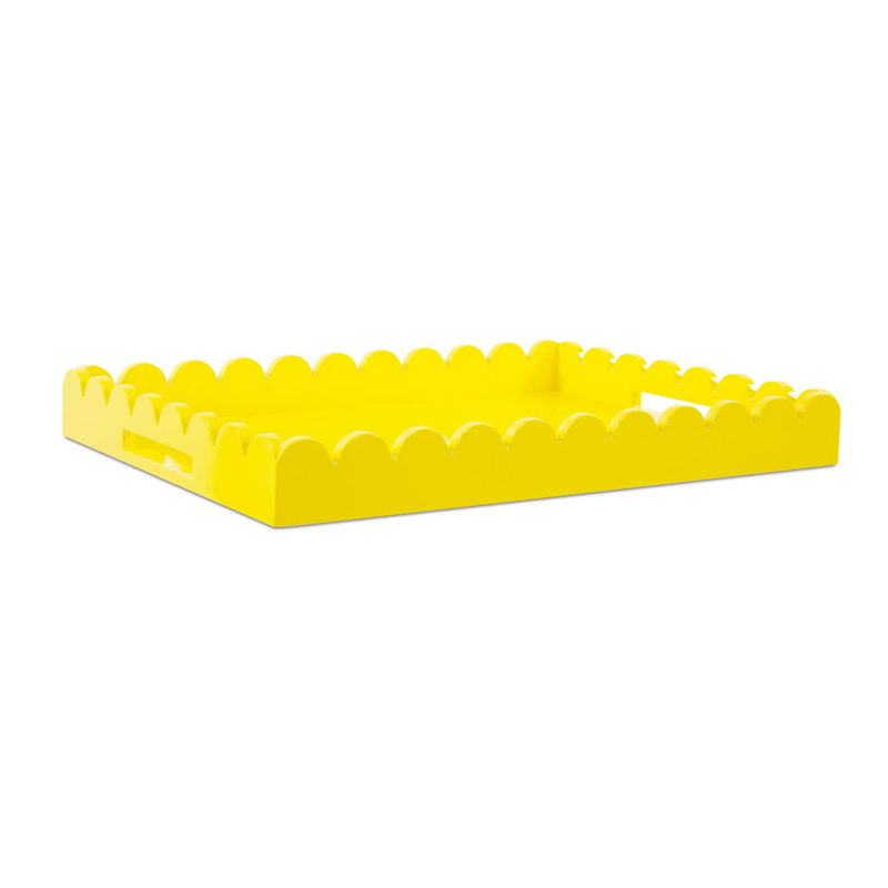 Plateau rectangulaire en bois festonné Hindley, Jaune