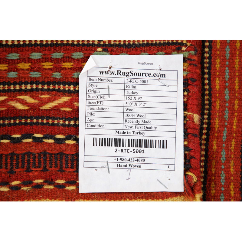 Tapis unique en laine noué à la main nouvel âge 3 pi 2 po x 5 pi orange Nizam