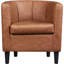 Faux Leather Barrel Chair, Upholstered Accent Chair-553453632