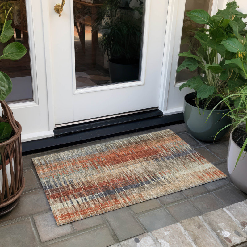 Machine Washable Indoor/Outdoor London ACN2261 Stripes Rug, Rectangle 1 pi 8 po x 2 pi 6 po