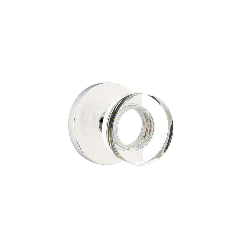 Ensemble de faux boutons Emtek avec rosette à disque et poignée moderne en verre à disque, Chrome poli