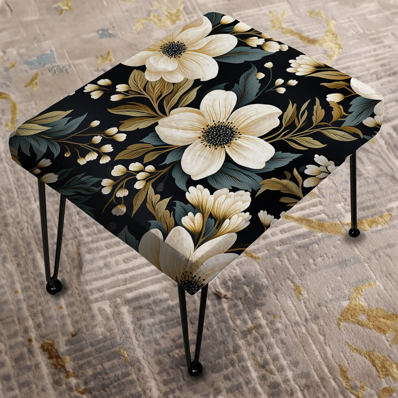 Nostalgie blanche et verte à motif floral - repose-pieds rectangulaire floral