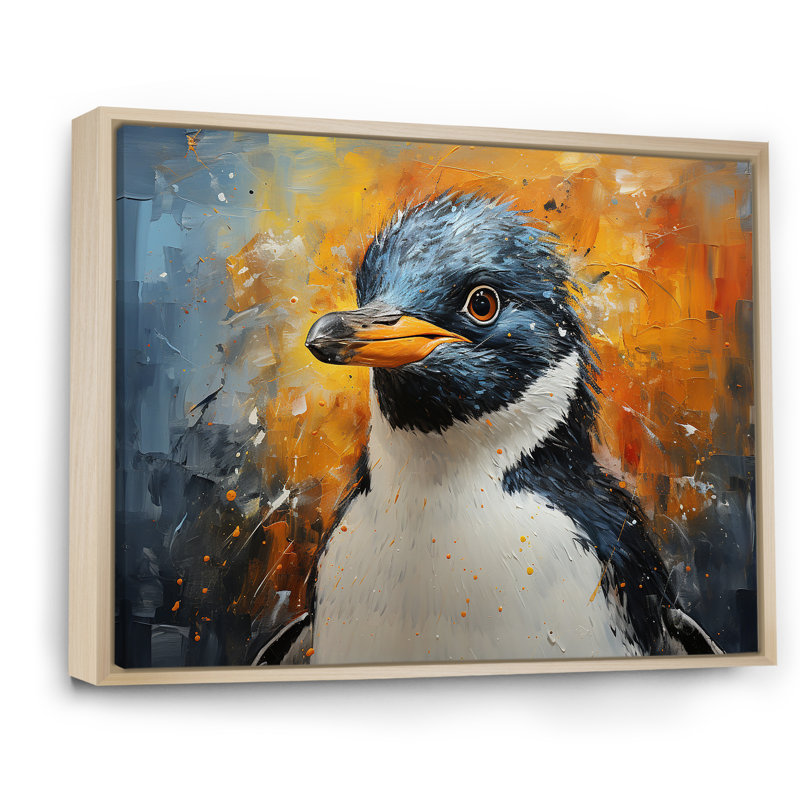 «Curious Penguin Portraits I», reproduction sur toile, H 16 po x l 32 po x P 1 po, Cadre flottant naturel