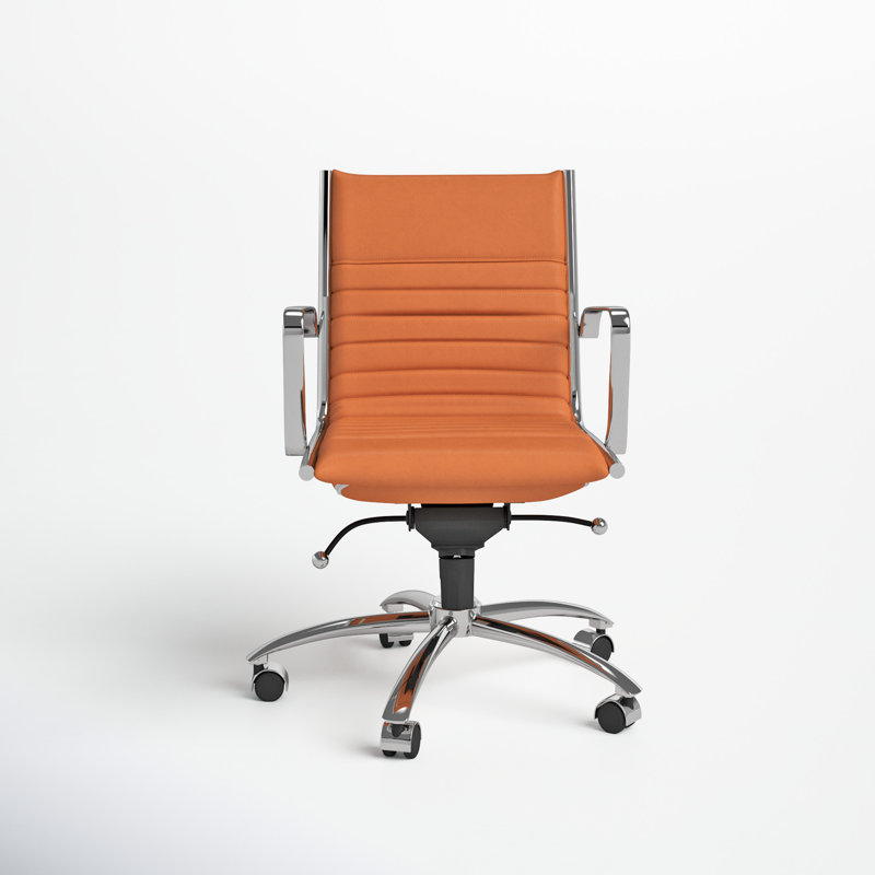 Naida Faux Leather Swivel Task Chair, Yes, Cognac Faux Leather