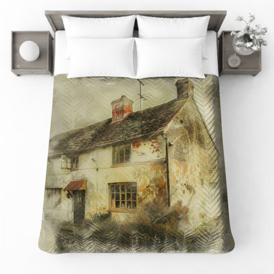 Old Rustic Cottage Quilted Bedspread All Sizes