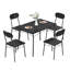 Whipton 4 - Person Dining Set, 5-Piece Rustic Black Dining Table Set for 4, Industrial Kitchen Table and Chairs Set with Metal Frame, Space-Saving Dining Room Furniture (Set of 5)-1834129527