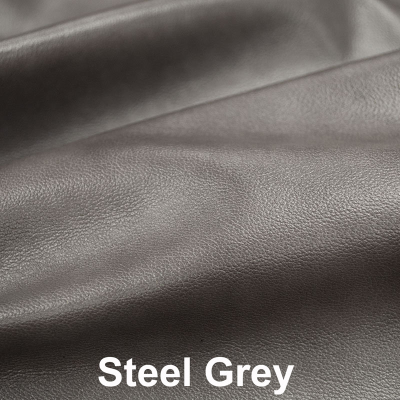 Canapé-lit modulaire faisant face à gauche en cuir véritable Abranda, Cuir véritable gris acier